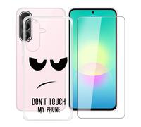 HGJTFANY Funda para Samsung Galaxy A27 (6.70") con [1 X Cristal Templado Película], Ultrafina TPU Antichoque Case Transparente Suave Silicone Carcasa para Samsung Galaxy A27 - No me toques