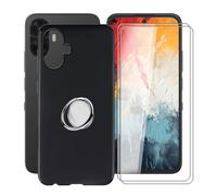 HGJTFANY Funda para TCL K70 NXTpaper + 2 x HD Cristal Templado | con 360° Rotación Anillo Soporte, Negro Retirable Suave Silicona TPU Carcasa para TCL K70 NXTpaper | 6.75 IN