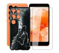 HGJTFANY Funda para Ulefone Note 22 (5.0") + Cristal Templado Película, Negro Silicona Antivibración Cover Ultrafina Suave TPU Anti-caída Carcasa para Ulefone Note 22 - Mirar hacia Arriba