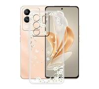 HGJTFANY Funda para Vivo V30 Lite (6.67"), Ultrafino Clear Suave Silicone Antichoque Funda, Anti Rasguño TPU Bumper Carcasa para Vivo V30 Lite - Flor Blanca