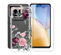 HGJTFANY Funda para ZTE Blade A56 (6.75") con [1 X Cristal Templado Película], Ultrafina Suave Silicone Case Transparente Antichoque TPU Carcasa para ZTE Blade A56 - YQ12