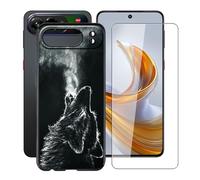 HGJTFANY Funda para ZTE Nubia Air Pro (6.77") + Cristal Templado Película, Negro Silicona Antivibración Cover Ultrafina Suave TPU Anti-caída Carcasa para ZTE Nubia Air Pro - Mirar hacia Arriba