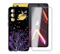 HGJTFANY Funda para ZTE Nubia Neo 3 GT (6.80") + 2 x Cristal Templado Película, Negro Silicona Antichoque Cover Ultrafina Suave TPU Anti-caída Carcasa para ZTE Nubia Neo 3 GT - Noche Púrpura
