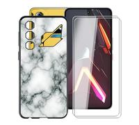 HGJTFANY Funda para ZTE Nubia Neo 3 GT (6.80") + 2 x Cristal Templado Película, Negro Silicona Antichoque Cover Ultrafina Suave TPU Anti-caída Carcasa para ZTE Nubia Neo 3 GT - Mármol