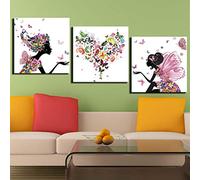 HGKJDL 3 Cuadros consecutivos Arte en Lienzo Impreso en la Pared Arte Mariposa Amor Cuadros Pinturas para Dormitorio 3 Piezas Abstracto Chica Amor corazón Cartel Moderno 40 * 40 Sin Marco