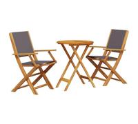 HGKMBRY Juego de 3 piezas de jardín de madera maciza de acacia con mesa y sillas plegables, prácticos reposabrazos para una posición cómoda, ideal para balcón y terraza, hasta 110 kg