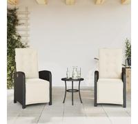 HGKMBRY - Sillones de jardín ajustables con reposapiés, de poliratán (polietileno, trenzado de polietileno), color negro con funda extraíble y cojines acolchados para terraza