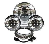 Hgkqbomb Faro Delantero LED 7" Con Proyector Luz Antiniebla 4,5" Para Turismo Para Electra Para Glide Para Carretera Para King Para Softail Para Noche Faro Motocicleta Faro Delantero(Chrome set)