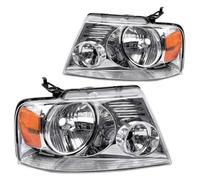 Hgkqbomb Faro Principal Montaje De Faros Para Ford Para F150 Para Pickup 2004 2005 2006 2007 2008 Faro Carcasa Cromada Reflector Ámbar Lente Transparente Lado Pasajero Y Del Conductor