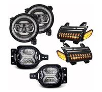 Hgkqbomb Faro Principal Montaje De Faros Para Jeep Para Wrangler JL 2018 2019 2020 Faros Led Redondos 9 Pulgadas Con Halo DRL + Luz Antiniebla De 4 + Señal Giro