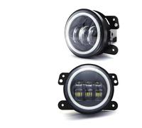 Hgkqbomb Moto Faro Par Faros Antiniebla LED Redondos 4 Pulgadas Para Jeep Para Dodge Para Journey Para Magnum Para Charger Luces DRL Blancas Faro Delantero(B black 2pcs)