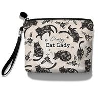 Hglian Bolsa de maquillaje de viaje, Negro -, S, Crazy Cat Lady