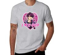 HGmkUNEa I Love K-Pop T-Shirt Grey M