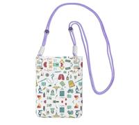 Hgnbcsa Bolsos cruzados pequeños con estampado de biología y química para mujer, mini monederos cruzados para teléfono celular, cartera de viaje, Purple, Talla única