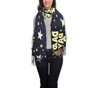 hgnbcsa Bufanda larga con borlas para mujer, diseño con texto "Happy Fathers Day"