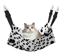 hgnbcsa Cama para siesta de gato con diseño de lunares grandes en blanco y negro, hamaca para ventana, suave y lavable, para gatos de interior, correas ajustables