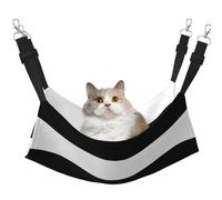 hgnbcsa Cama para siesta de gato con diseño de rayas, color blanco y negro, hamaca para ventana, suave y lavable, para gatos de interior, correas ajustables