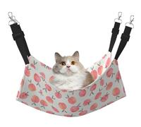 hgnbcsa Cama para siesta de gato con patrón de melocotón y hamaca para ventana, suave y lavable, para gatos de interior, correas ajustables