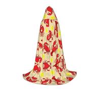 hgnbcsa Capa con capucha y estampado de langosta y cangrejo para adolescentes de longitud completa, capa larga de Halloween con capucha, disfraz unisex