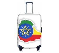 hgnbcsa Envoltura de equipaje impresa con mapa de la bandera de Etiopía, piel antiarañazos, funda de patrón de doble cara, para transporte en aeropuerto, White, M, Maleta