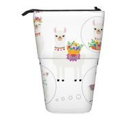hgnbcsa Estuche con cremallera con estampado de llama, bolsa de diseño telescópico, compacto a expandible, para artículos de papelería y cosméticos