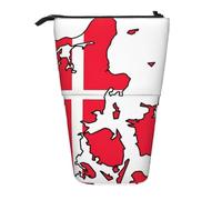 hgnbcsa Estuche con cremallera y diseño de mapa de la bandera danesa, bolsa de diseño telescópico, compacto a expandible, para artículos de papelería y cosméticos