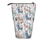 hgnbcsa Estuche con cremallera y estampado de cactus de alpaca y llama, bolsa de diseño telescópico, compacto a expandible, para artículos de papelería y cosméticos