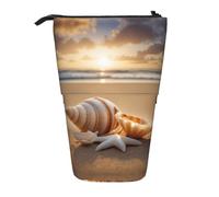 hgnbcsa Estuche para lápices con cremallera y estampado de conchas marinas, diseño telescópico, compacto a ampliable, para artículos de papelería y cosméticos