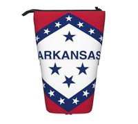 hgnbcsa Estuche para lápices con cremallera y estampado de la bandera del estado de Arkansas, bolsa de diseño telescópico, compacto a expandible, para artículos de papelería y cosméticos