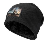 Hgnbcsa Gorro de invierno con estampado histórico del puente de Londres, gorro de invierno cálido con forro polar para hombre y mujer, resistente al viento, gorro unisex, Negro, L/talla única