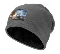Hgnbcsa Gorro de invierno con estampado histórico del puente de Londres, gorro de invierno cálido con forro polar para hombre y mujer, resistente al viento, gorro unisex, gris, L/talla única