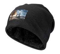Hgnbcsa Gorro de invierno con estampado histórico del puente de Londres, gorro de invierno cálido con forro polar para hombre y mujer, resistente al viento, gorro unisex, Negro, L/talla única
