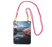 Hgnbcsa Monederos cruzados japoneses con estampado de paisaje Fuji para mujer, mini monederos cruzados para teléfono celular, cartera de viaje, fucusia, Talla única