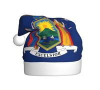 Hgnbcsa Sombreros de Papá Noel con estampado de bandera del estado de Nueva York, muñeco de nieve, decoraciones de Navidad, sombreros para fiestas de Navidad