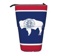 hgnbcsa Wyoming State Flag Print - Estuche con cremallera para lápices, bolsa de diseño telescópico, compacto a expandible, para artículos de papelería y cosméticos