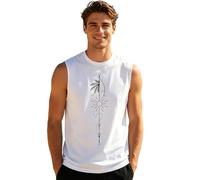 HGNTYZUN Camiseta de tirantes para hombre, sin mangas, cuello redondo, camiseta muscular, ajustada, para tiempo libre, gimnasio, transpirable, ligera, informal, ropa de calle, O blanco., XXXL