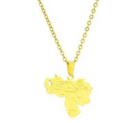 hgnxa Collar con colgante de mapa de Venezuela para hombre y mujer, acero de titanio, dorado, plata, gargantilla con contorno de corazón de Venezuela, regalo de joyería, B, Acero inoxidable