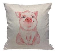 HGOD Designs - Funda de cojín con diseño de cerdo, color rosa