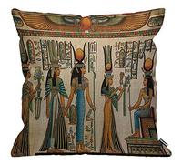 HGOD DESIGNS Funda de cojín egipcio, papiro representando a la reina Nefertari haciendo una oferta a Isis, funda de almohada decorativa para el hogar, sala de estar, dormitorio, silla, 45 x 45 cm