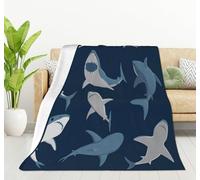 HGOD DESIGNS Manta de franela con estampado de tiburón de dibujos animados, manta de felpa ligera y acogedora para dormitorio, sala de estar, sofá, 100 x 130 cm