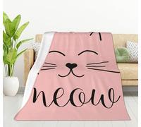HGOD DESIGNS Manta de franela de forro polar suave y ligera para mujer, diseño de gato sonriente, sofá, sala de estar, 130 x 150 cm