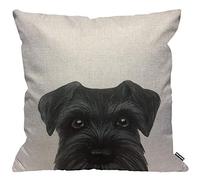 HGOD DESIGNS Schnauzer - Funda de cojín con pintura original de perro cachorro, funda de almohada decorativa para el hogar para hombres/mujeres, sala de estar, dormitorio, sofá, silla, 18 x 18