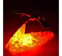 HGomx Lámpara de dragón de fuego, luz nocturna impresa en 3D, luz LED de luna, regalo para niños y niñas, habitación de los niños, con USB recargable (plata)