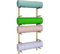 HGOuhK Estante de almacenamiento para esterilla de yoga, soporte de pared de 9 niveles, rodillo de espuma de metal, soporte de exhibición multiusos para gimnasio, sala de entrenamiento, soporte de