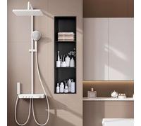 HGOuhK Nicho de Ducha Acero Inoxidable - Organizador baño con Doble Estante Empotrado for Botellas, artículos tocador y(90x28cm)
