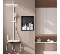 HGOuhK Nicho de Ducha Acero Inoxidable - Organizador baño con Doble Estante Empotrado for Botellas, artículos tocador y(32x32cm)