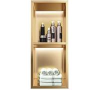 HGOuhK Nicho de Ducha de Acero Inoxidable Estante de Ducha Empotrado for partición baño, Estante Individual nicho, Acero Inoxidable(Gold,29x70x12.5cm)