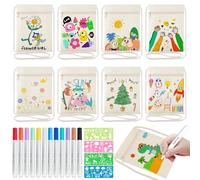 HGRGHH 12 Colores Rotuladores Acrilicos, 8 Bolsas para Colorear para Niños y 4 Plantillas de Dibujo, Marcadores Acrílicos Rotuladores para Pintar para Graffiti, Mandalas, Dibujo, Manualidades Niños
