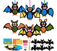 HGRGHH 12 Kits de Manualidades de Murciélago para Niños, DIY Colgantes de Decoración de Fieltro para Halloween, Manualidades Niños de Espuma, para Carnaval Cumpleaños Navidad