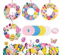 HGRGHH 8 Piezas Coronas de Manualidades Pascua para Niños, Decoracion Hogar Pascua con Espuma EVA, Fiesta de Regalo de Pascua de Bricolaje con Pegatinas Purpurin, Conejos, Huevos, Zanahoria